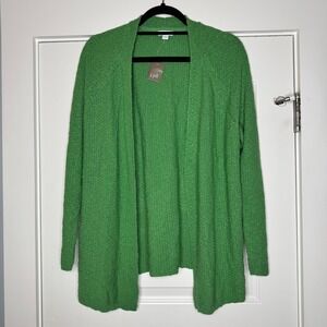 J. Jill Cardigan Sweater Size Medium Green Open Front Cotton Blend NWT